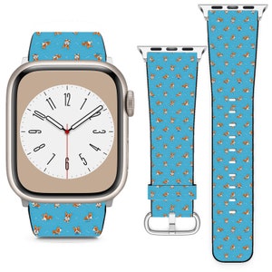 Cão corgi dos desenhos animados para apple watch band iwatch cinta para série se 9 8 7 6 5 4 3 2 1 ultra, 38mm 40mm 41mm 42mm 44mm 45mm 49mm