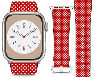 Weiß Tupfen auf rot Für Apple Uhrenarmband iWatch Strap für SE 9 8 7 6 5 4 3 2 1 Ultra, 38 mm 40 mm 41 mm 42 mm 44 mm 45 mm 49 mm
