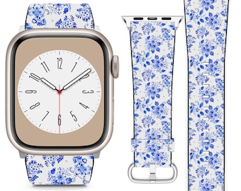 Delft Blue Style For Apple Watch Band iWatch Strap For Series SE 9 8 7 6 5 4 3 2 1 Ultra, 38mm 40mm 41mm 42mm 44mm 45mm 49mm