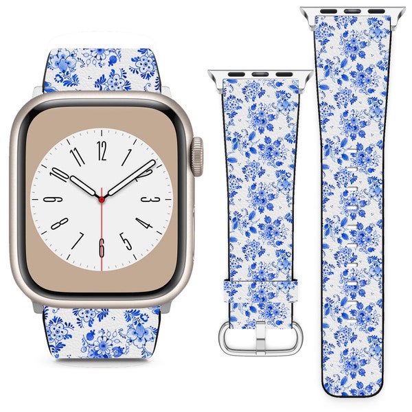 Delft Blue Style For Apple Watch Band iWatch Strap For Series SE 9 8 7 6 5 4 3 2 1 Ultra, 38mm 40mm 41mm 42mm 44mm 45mm 49mm