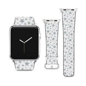 Silver Stars Pattern For Apple Watch Band iWatch Strap For Series SE 9 8 7 6 5 4 3 2 1 Ultra, 38mm 40mm 41mm 42mm 44mm 45mm 49mm