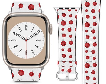 Cute Ladybugs Pattern For Apple Watch Band iWatch Strap For Series SE 9 8 7 6 5 4 3 2 1 Ultra, 38mm 40mm 41mm 42mm 44mm 45mm 49mm