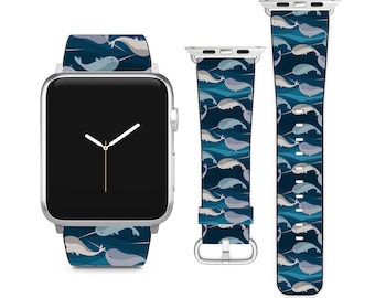 Correa para Apple Watch con estampado de ballena narval para iWatch Series SE 9 8 7 6 5 4 3 2 1 Ultra, 38 mm, 40 mm, 41 mm, 42 mm, 44 mm, 45 mm y 49 mm