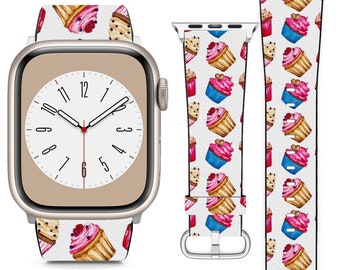 Design a forma di cupcake ad acquerello per cinturino Apple Watch per serie SE 8 7 6 5 4 3 2 1 Ultra, 38 mm 40 mm 41 mm 42 mm 44 mm 45 mm 49 mm
