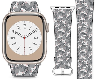 Cute Cartoon Cat Design For Apple Watch Band iWatch Strap For Series SE 9 8 7 6 5 4 3 2 1 Ultra, 38mm 40mm 41mm 42mm 44mm 45mm 49mm