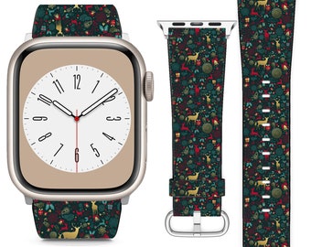 Tema de Natal para Apple Watch Band iWatch Strap para Série SE 9 8 7 6 5 4 3 2 1 Ultra, 38 mm 40 mm 41 mm 42 mm 44 mm 45 mm 49 mm