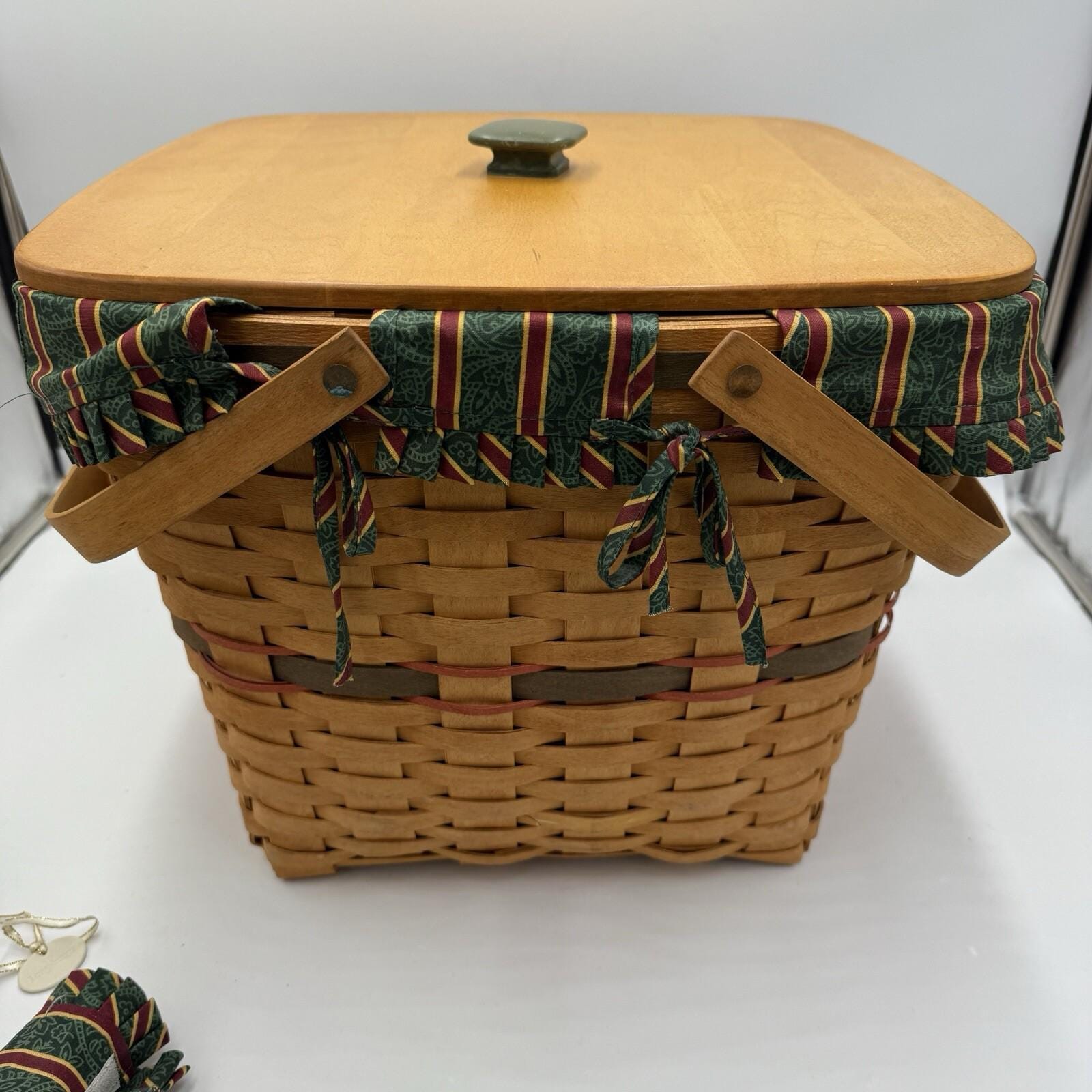 小物入れ Longaberger basket Longaberger 1995 Holiday Hostess Evergreen Basket Set Lid