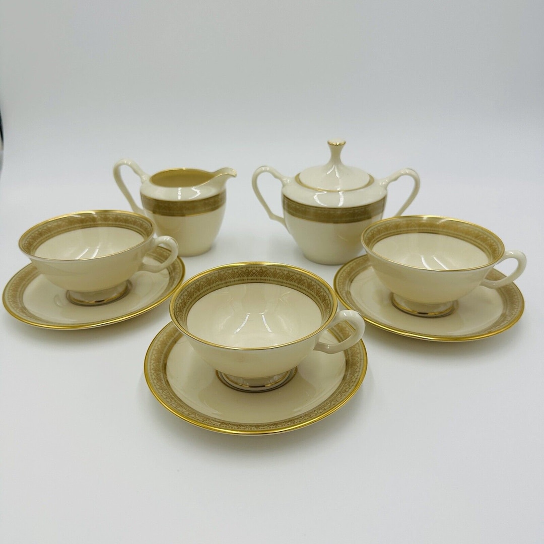Lenox Tea Set Cup and Saucer Greenfield Pattern Set of 3 Etsy