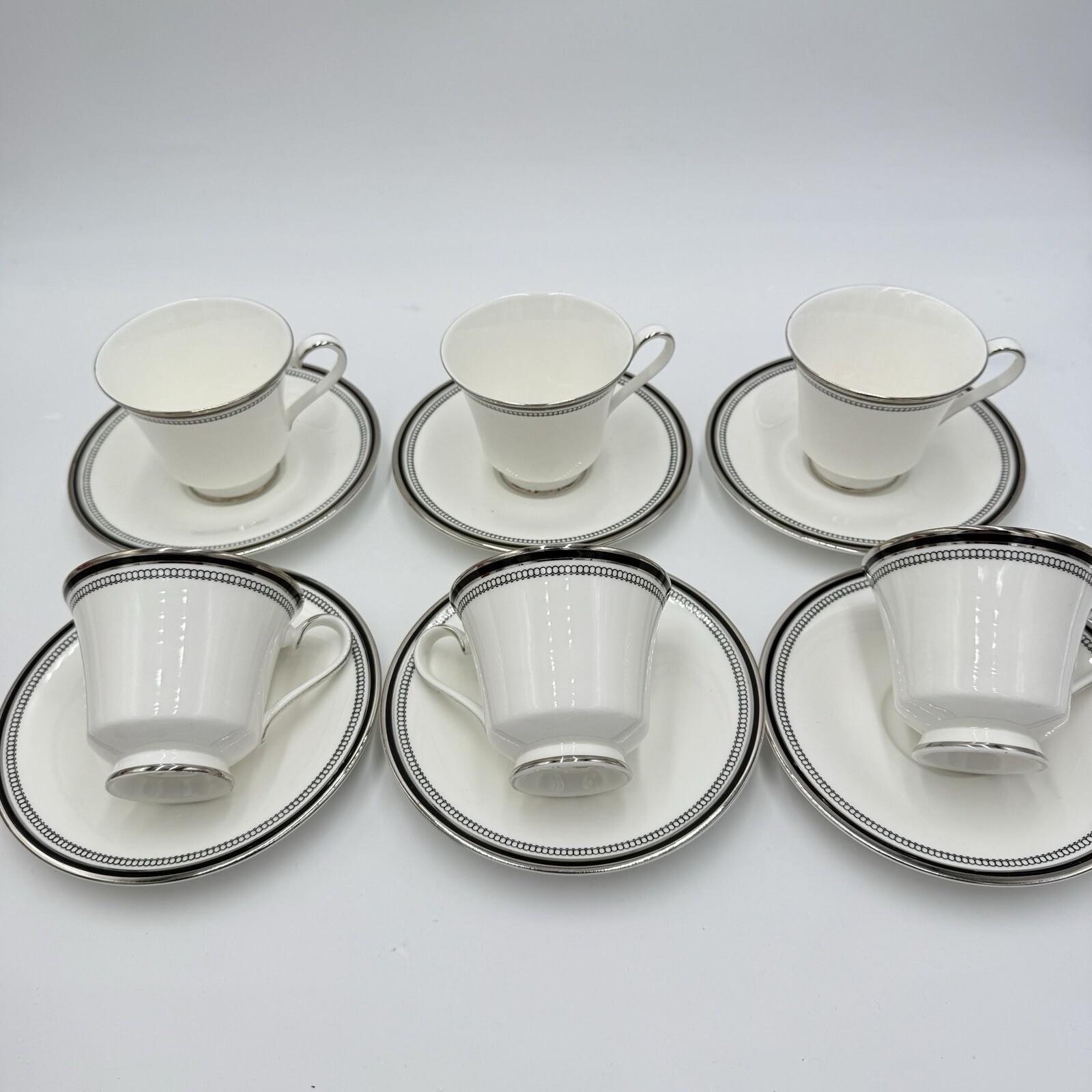 Vintage Royal Doulton Sarabande H 5023 Bone China Black White Cups