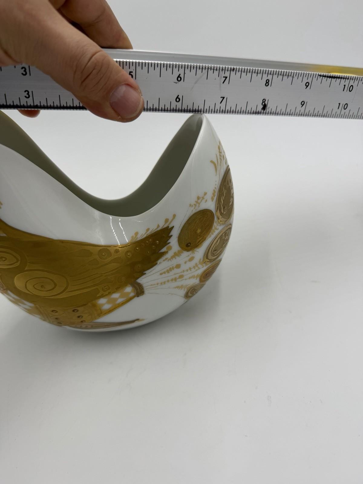 Bjorn Wiinblad Rosenthal Germany Vase Pheasant Quail White Gold