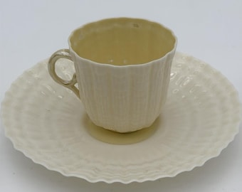 Belleek Ireland Tridacna Demitasse Cup Shell Pattern Porcelain Saucer & Cup Set