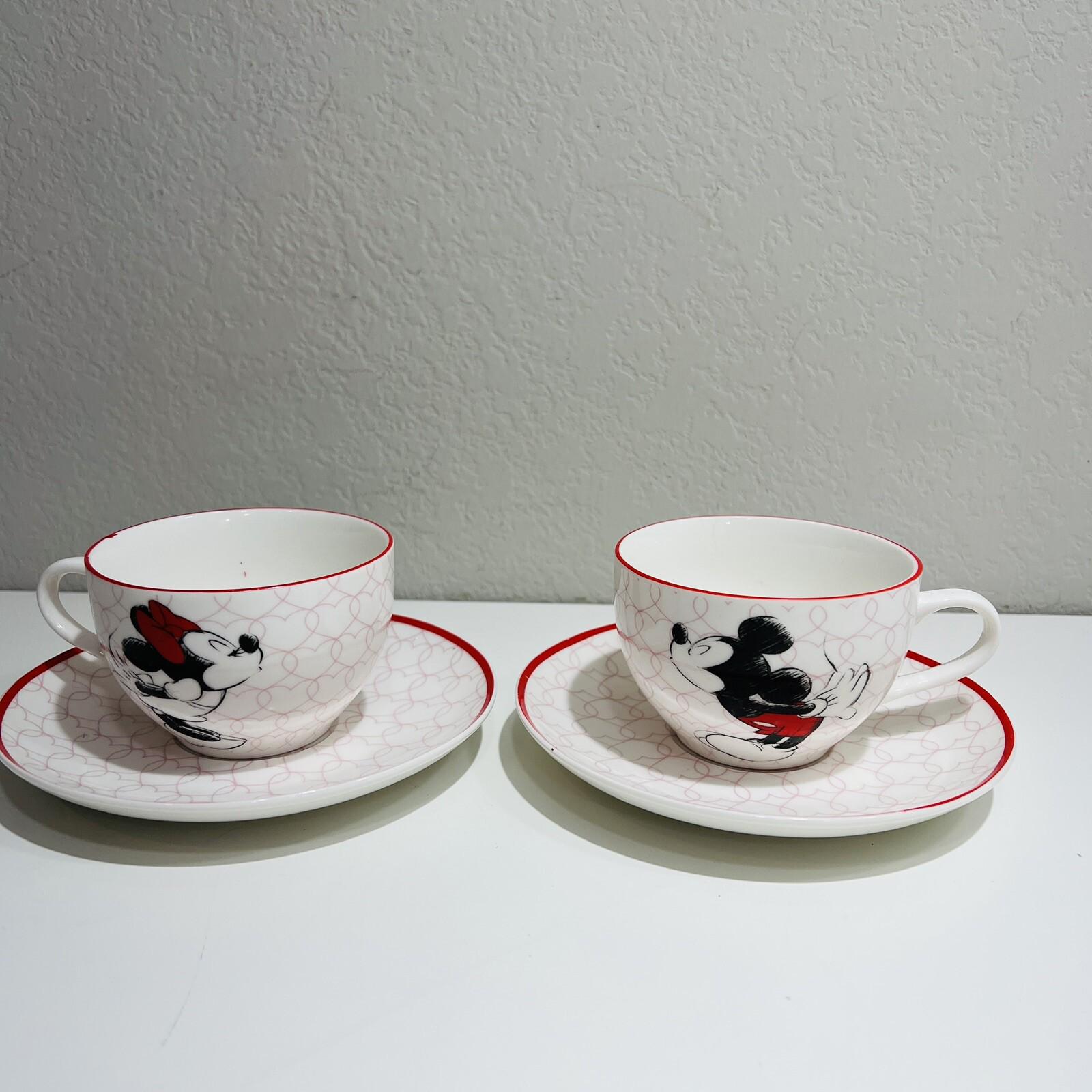 Disney Tea Cup Saucer Set 2 Mickey Mouse and Minnie Mouse