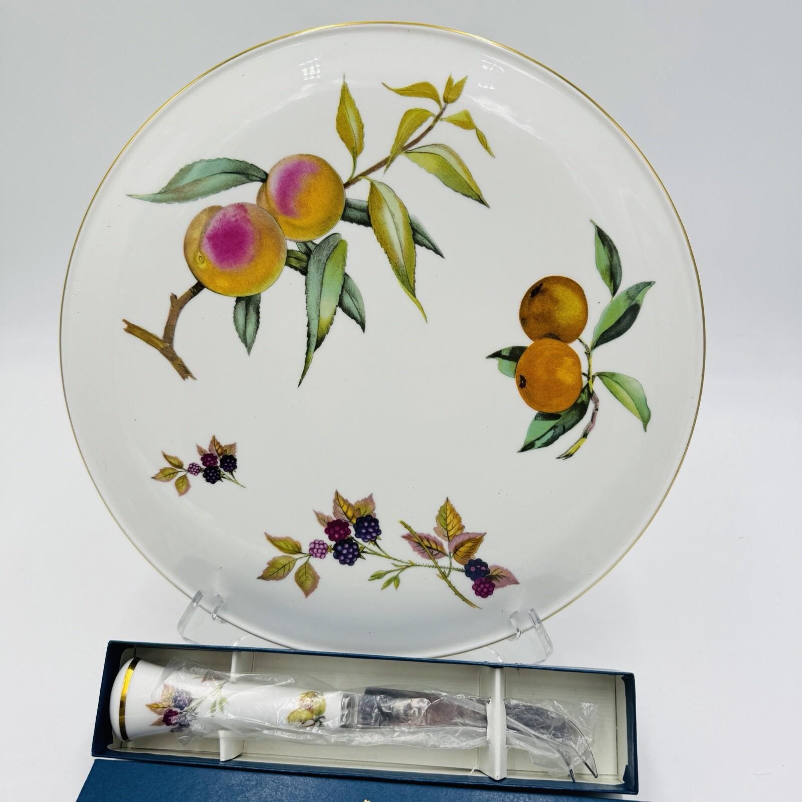 Royal Worcester Arden Fruit Porcelain Cake Plate & Matching