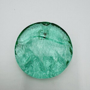 Blenko Art Glas grüner Sternzeichen Stier grüner Briefbeschwerer Original Aufkleber