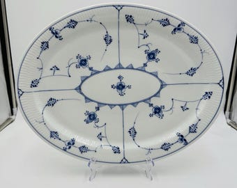 Antique Royal Copenhagen Blue Fluted Plain Large 18in Oval Platter 348 Rare