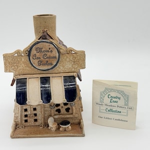 Windy Meadows Art Pottery Mom’s Ice Cream Parlor Cottage Candle Holder Vintage 7