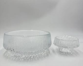 Iittala Ultima Thule Footed Glass Serving Bowl Tapio Wirkkala Finland /Tea Light