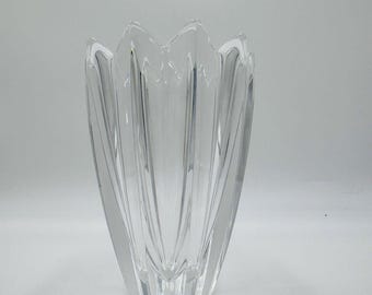 Vintage Orrefors Crystal FLEUR VASE Sweden 6in Lead Original Sticker Decor