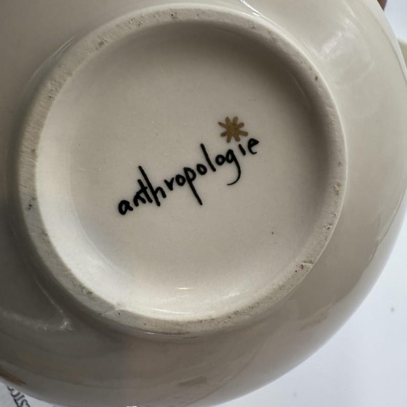 Anthropologie Night Sky Bowl Stoneware Blue Teal Drip Watercolor Wash Gold Star image 5