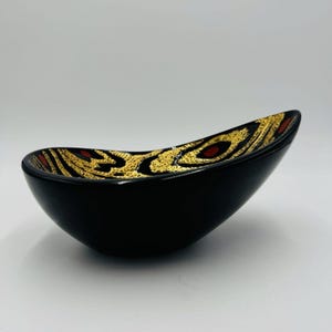 Rare Boch Freres La Louviére Glazed Ceramic Art MCM Pottery Belgium Bowl Gold