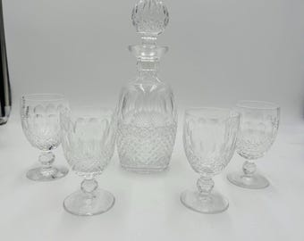 Decanter Waterford in cristallo modello Colleen e 4 bicchieri da vino rosso irlandese trasparente