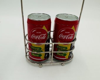 Coca Cola Tin Salt Pepper Caddy Set Official Brand Vintage Tableware Decor Metal