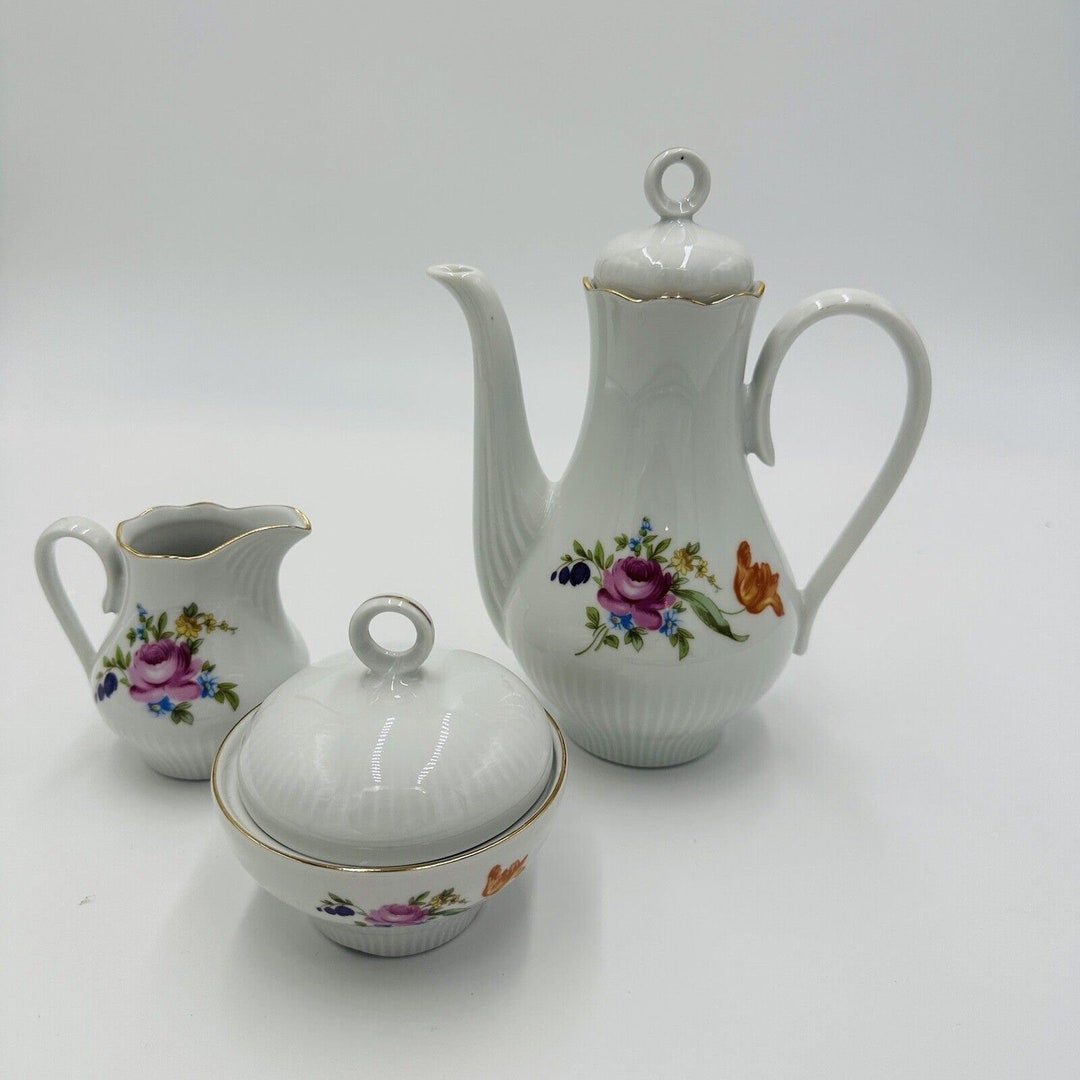 Jlmenau Graf Von Henneberg Tea Set 1777 White Floral Porcelain German