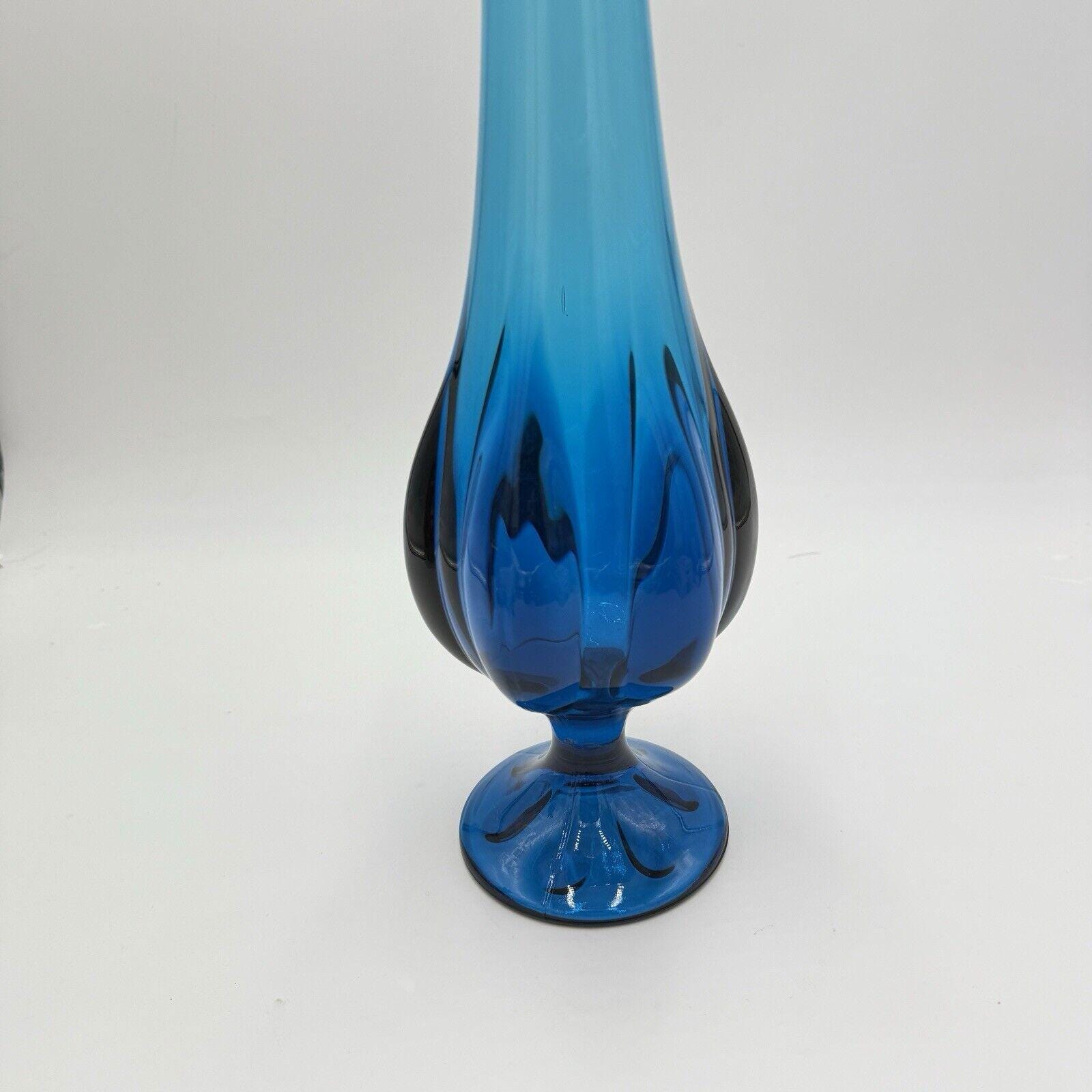 ヴィンテージ L.E. スミス アートガラス ブルーニーク 6枚の花びら 20