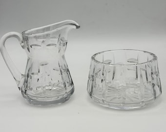 Waterford Crystal Tralee Cream & Sugar Bowl Cut Ireland Signed Set 2 PCs
