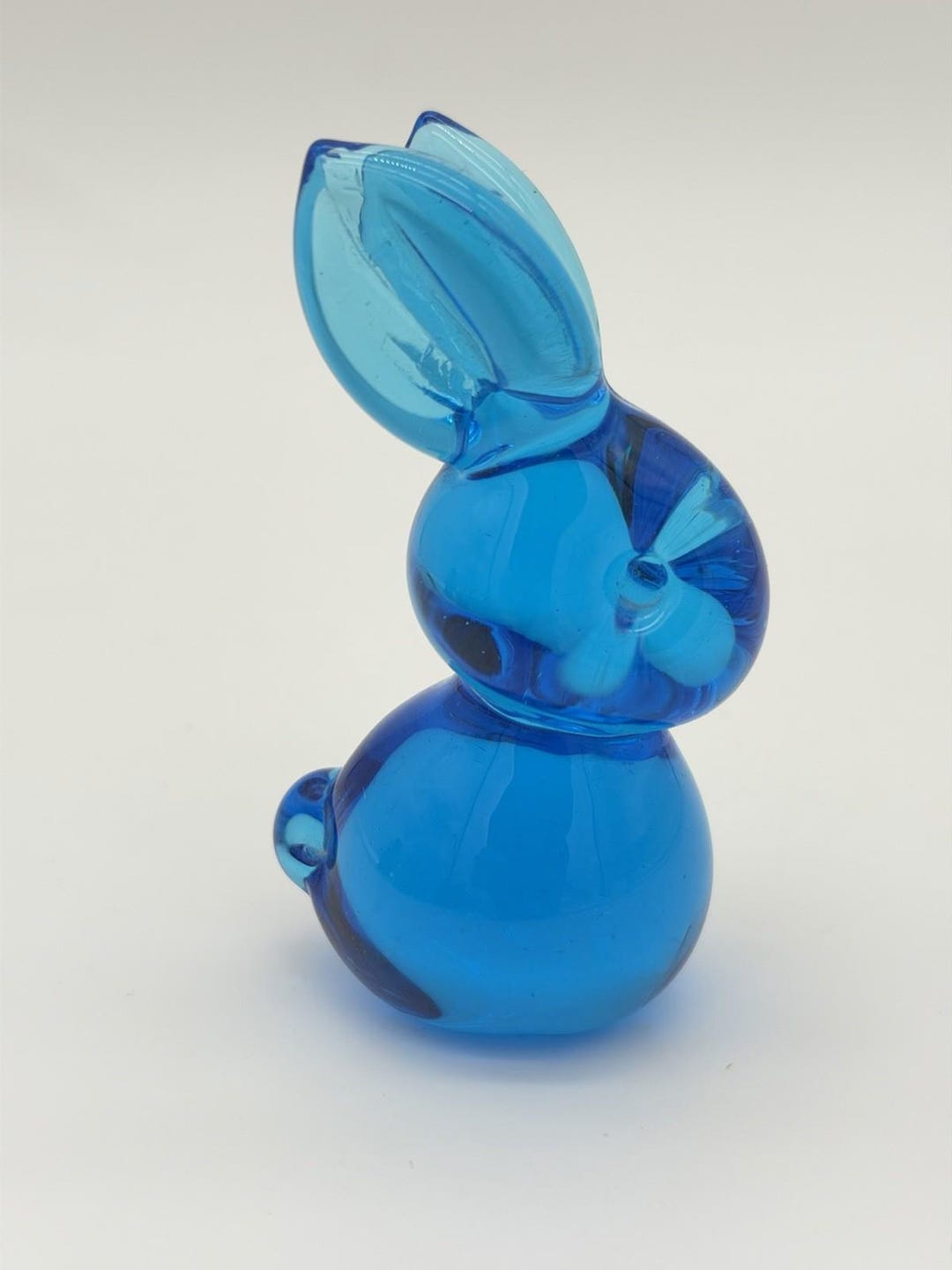Byron Hicks Art Glass 90’ Blue Bunny Rabbit Figurine 3.5”H Rare Vintage ...