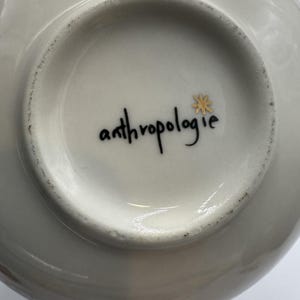 Anthropologie Night Sky Bowl Stoneware Blue Teal Drip Watercolor Wash Gold Star image 6