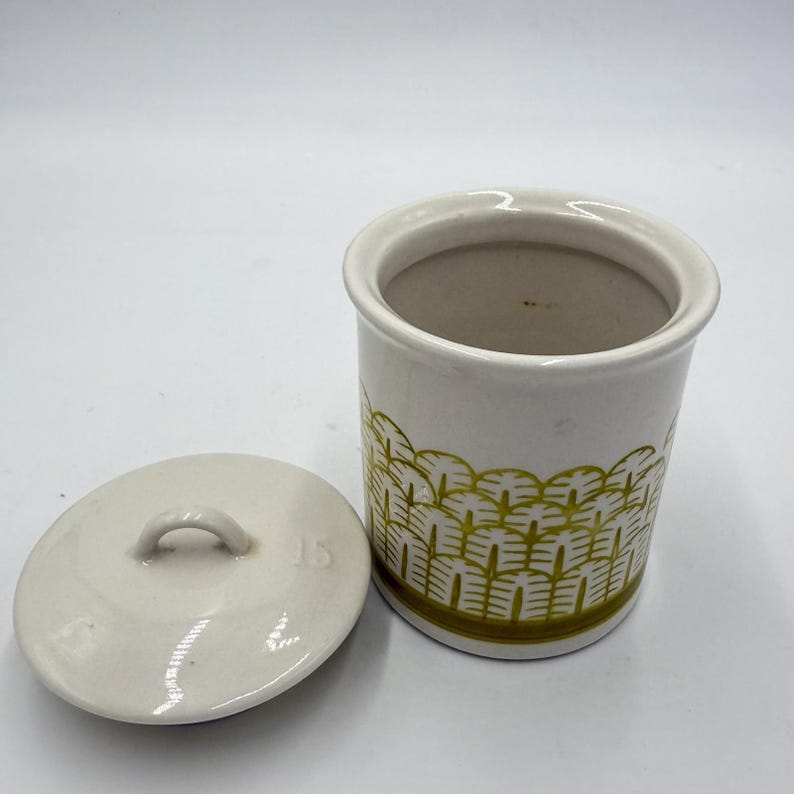 Recipiente de mesa con tapa de cerámica amarilla de 4,5" de Anthropologie Nature imagen 6