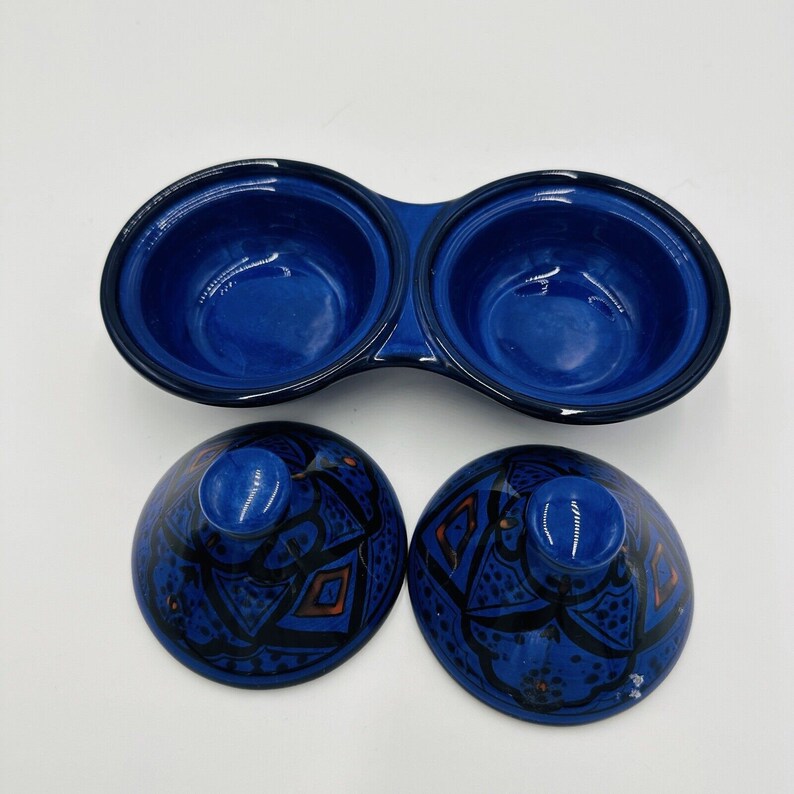 Pottery Barn Ceramic Kasara Blue Mosaic Salt & Pepper Cellar Etsy