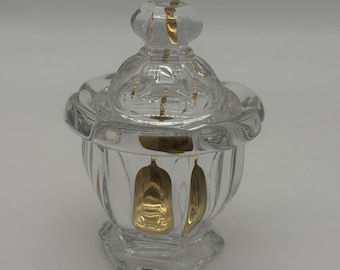 Baccarat France Crystal Harcourt Missouri Mustard/Jam Jar w/ Lid &Spoon Vtg