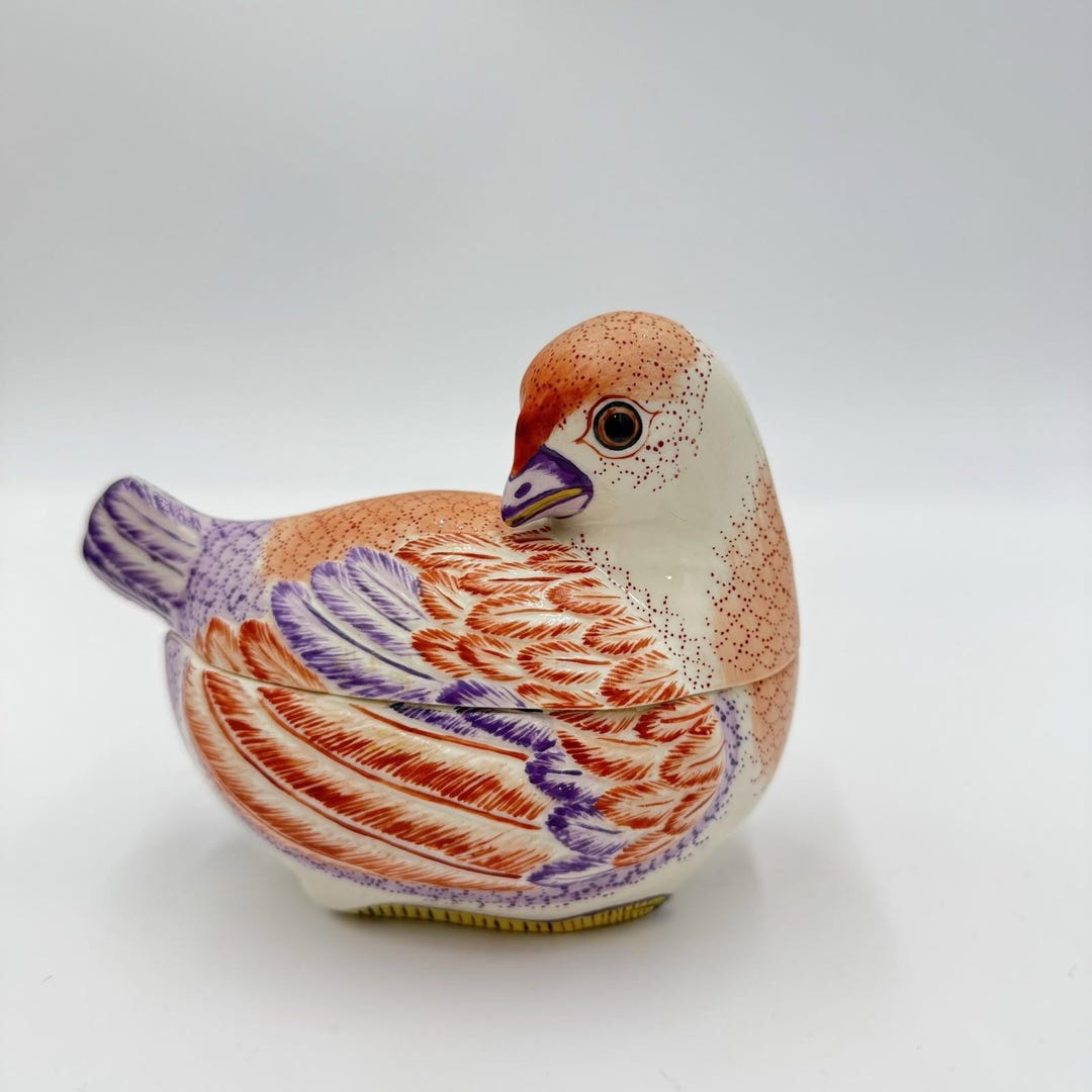 Mottahedeh House Nesting Quail Italy Handpainted Trinket Box