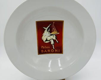 Pottery Barn Vintage Pasta Posters Plates Baroni 13in Large Serving Bowl Ceramic