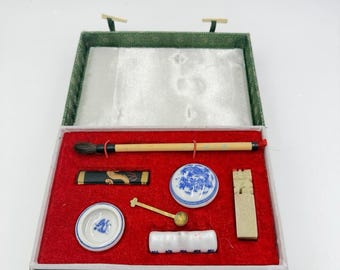 Set de papeterie vintage pour calligraphie chinoise, stylo pinceau, écriture à l'encre
