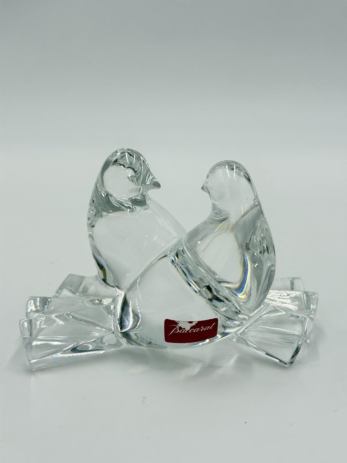 Baccarat France Crystal LOVE BIRDS Doves Figurine Clear 2.5”H X4