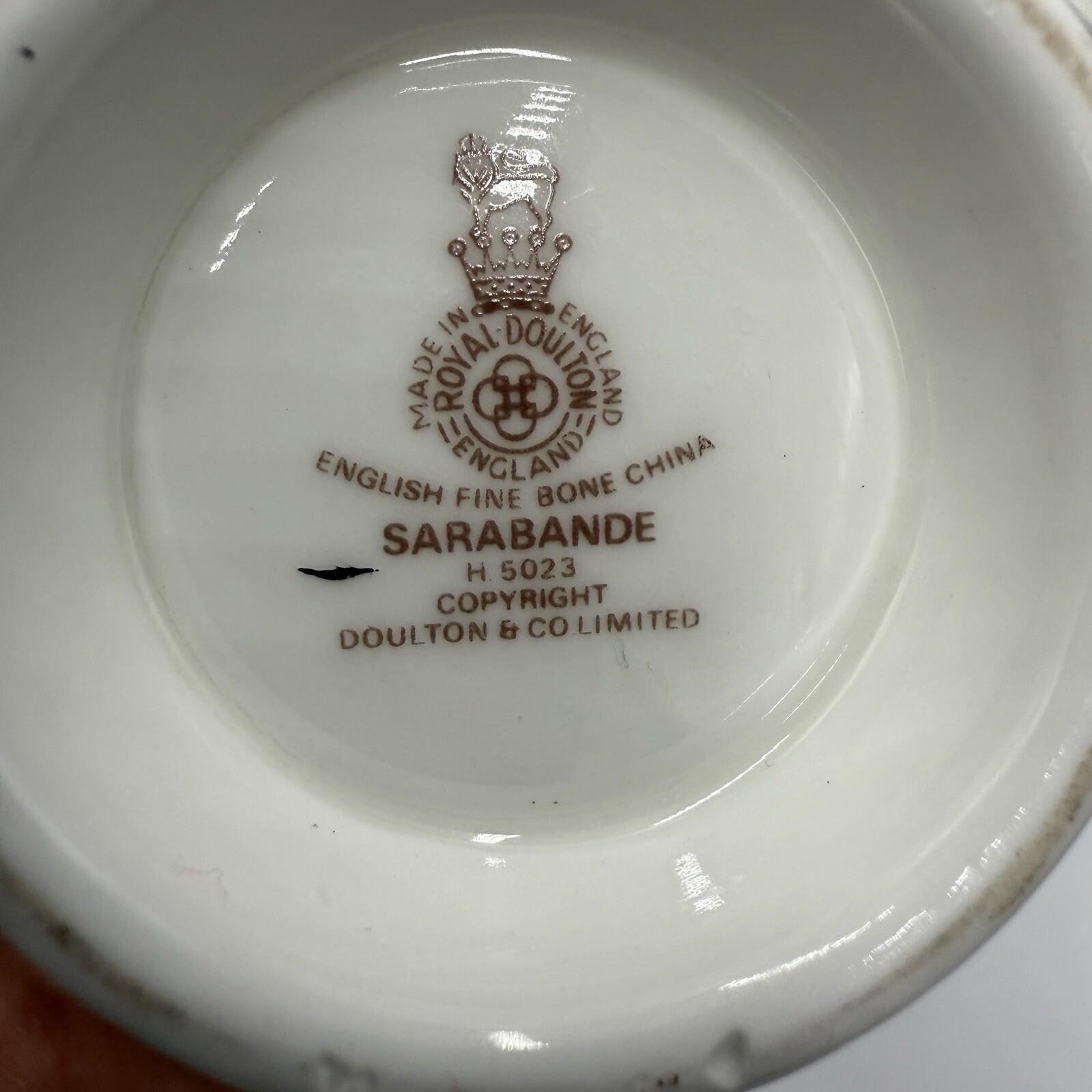 Vintage Royal Doulton Sarabande H 5023 Bone China Black White Cups