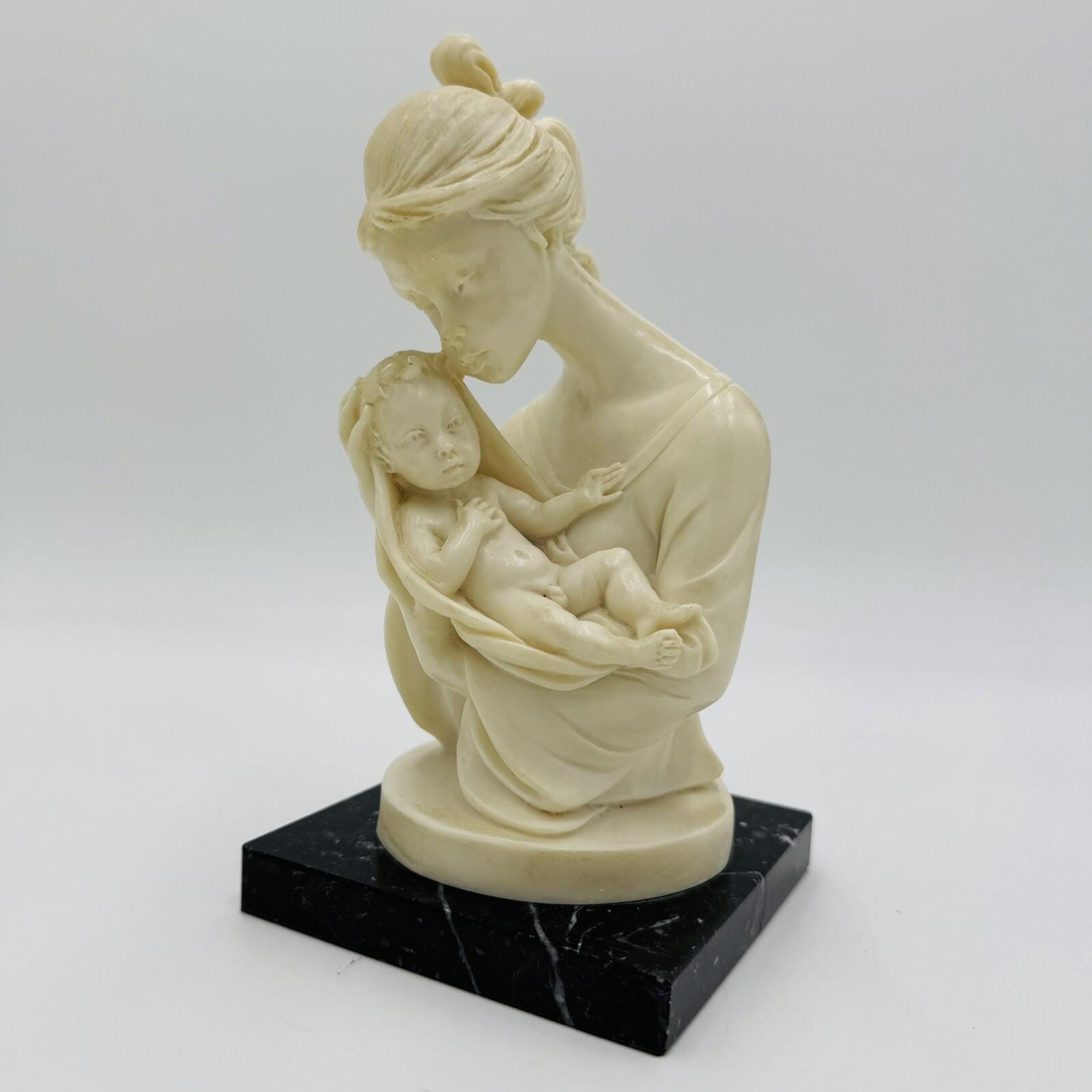 A.SANTINI/聖母子像/インテリア/オブジェ！アンテルマ・サンティーニ A. Santini Mother & Child Alabaster Sculpture Classic Figurine 7.5