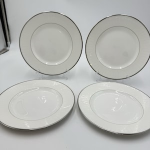 Waterford Fine British China Lismore Platinum Salad Dessert Plates 4 PCs 8” New