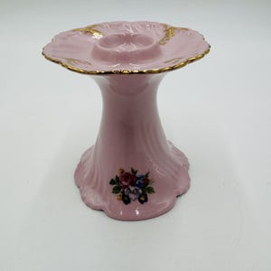 レアンダー 1946年 RGK チャイナ・オブ・ボエム ピンクフローラルキャンドルホルダー 磁器 ヴィンテージ
