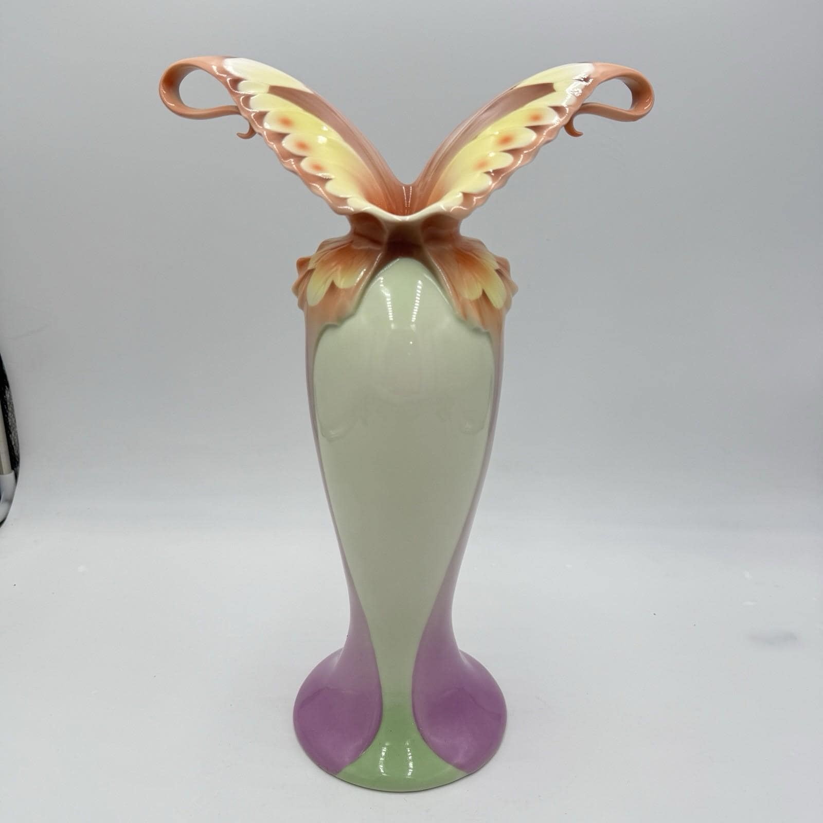 FRANZ Porcelain 15 1/2” Papillon-butterfly Collection Vase-spread