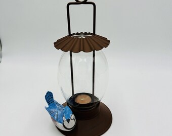 Hallmark Marjolein Bastin Votive Candle Holder Bird Feeder Lantern Blue Jay Hang