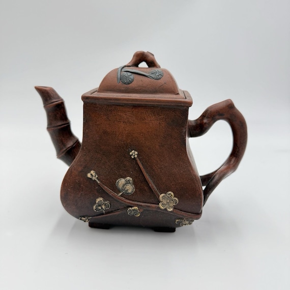 Antique Yixing Zisha Clay Teapot Pottery Terracota Bamboo Cherry