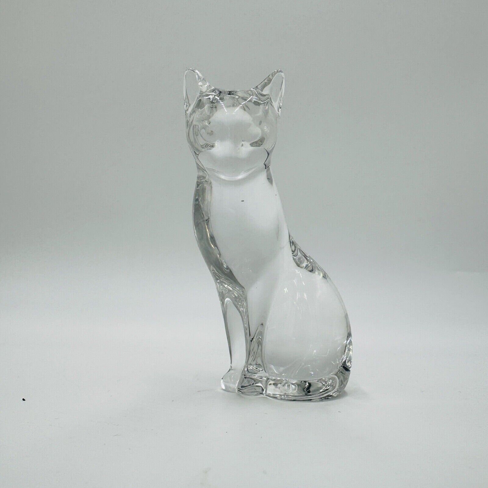   1993年製　猫の置物　Sitting Cat Vintage Lenox 1993 Art Glass Sitting Cat Figurine Clear 4.5