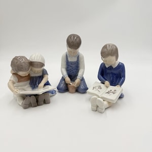 B&G Royal Copenhagen Porcelana Dinamarca Estatuetas Vintage Crianças Lendo