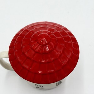 Anthropologie Cozy Home Red Village Rooftop Lid Christmas Coffee Tea Mug Rare image 5