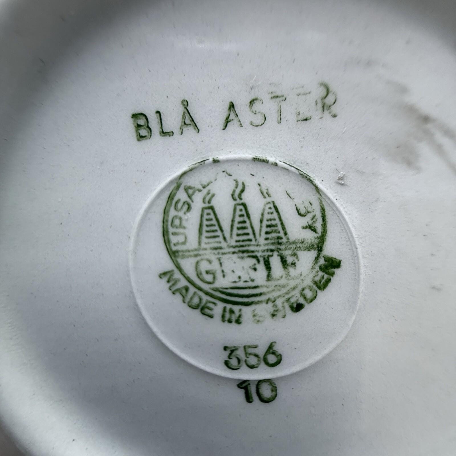 Upsala Ekeby Gefle Cup and Saucer Blue & White Zebra MCM