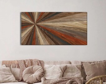 Geometric abstract canvas wall art, extra large wall art, wood wall art, boho wall decor, wall decor over the bed, modern wall art